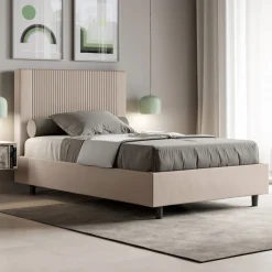 Letto 120x200 cm con Testata Decorata con Linee Verticali Made in Italy - Pattini