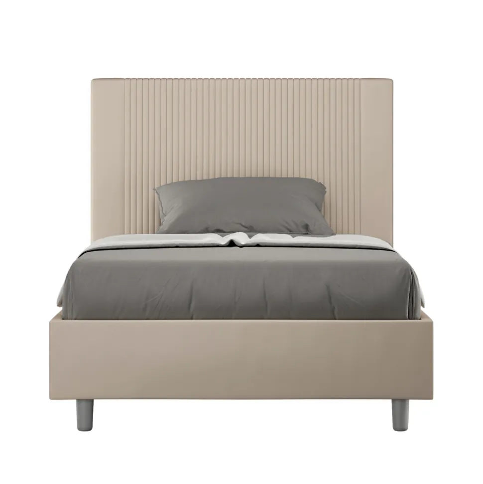 Letto 120x200 cm con Testata Decorata con Linee Verticali Made in Italy - Pattini