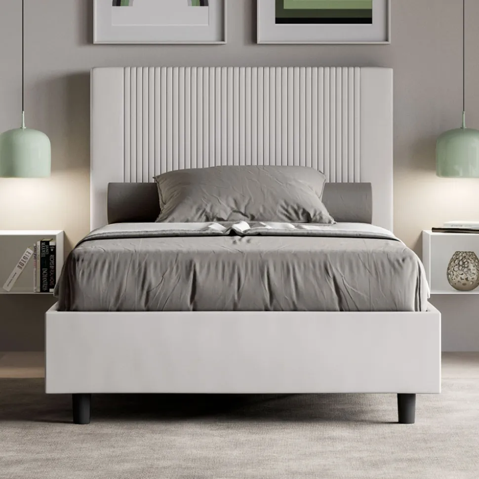 Letto 120x200 cm con Testata Decorata con Linee Verticali Made in Italy - Pattini