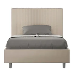 Letto 140x200 cm con Testata Decorata con Linee Verticali Made in Italy - Pattini
