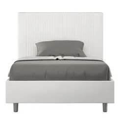 Letto 140x200 cm con Testata Decorata con Linee Verticali Made in Italy - Pattini