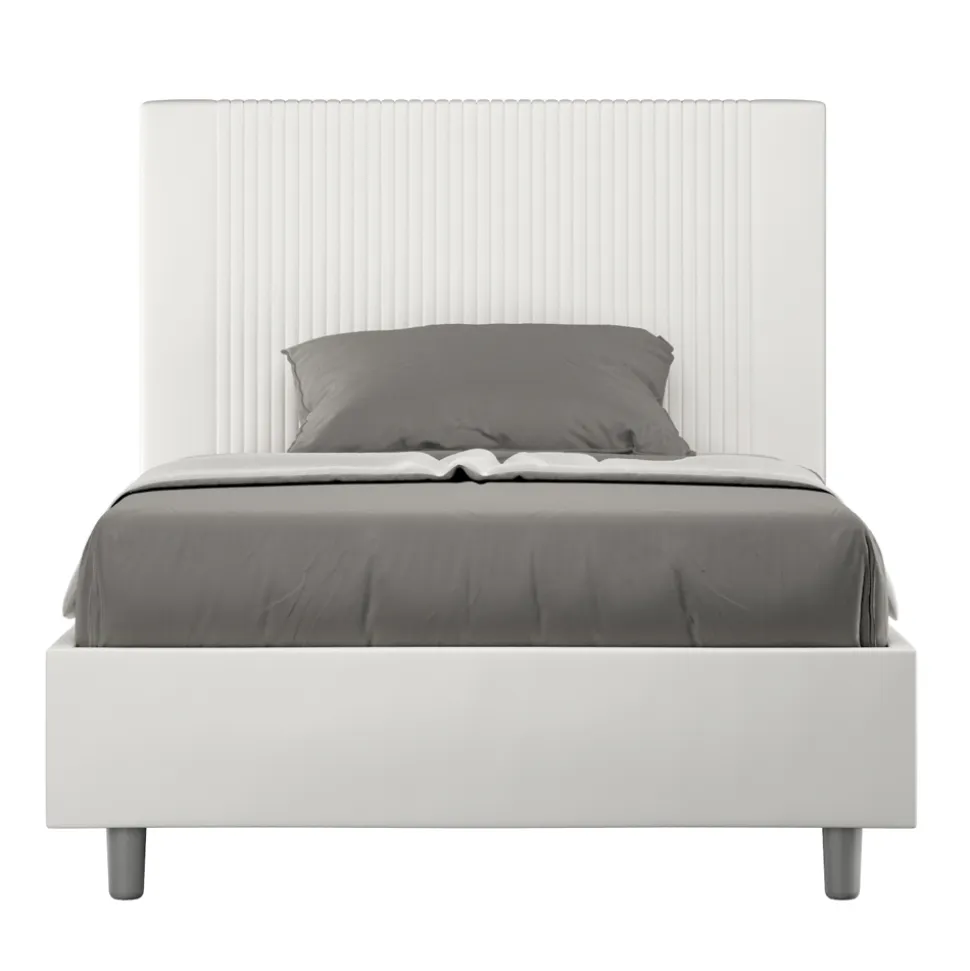Letto 140x200 cm con Testata Decorata con Linee Verticali Made in Italy - Pattini