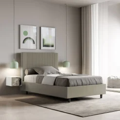 Letto 140x200 cm con Testata Decorata con Linee Verticali Made in Italy - Pattini