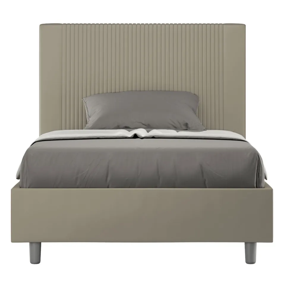 Letto 140x200 cm con Testata Decorata con Linee Verticali Made in Italy - Pattini