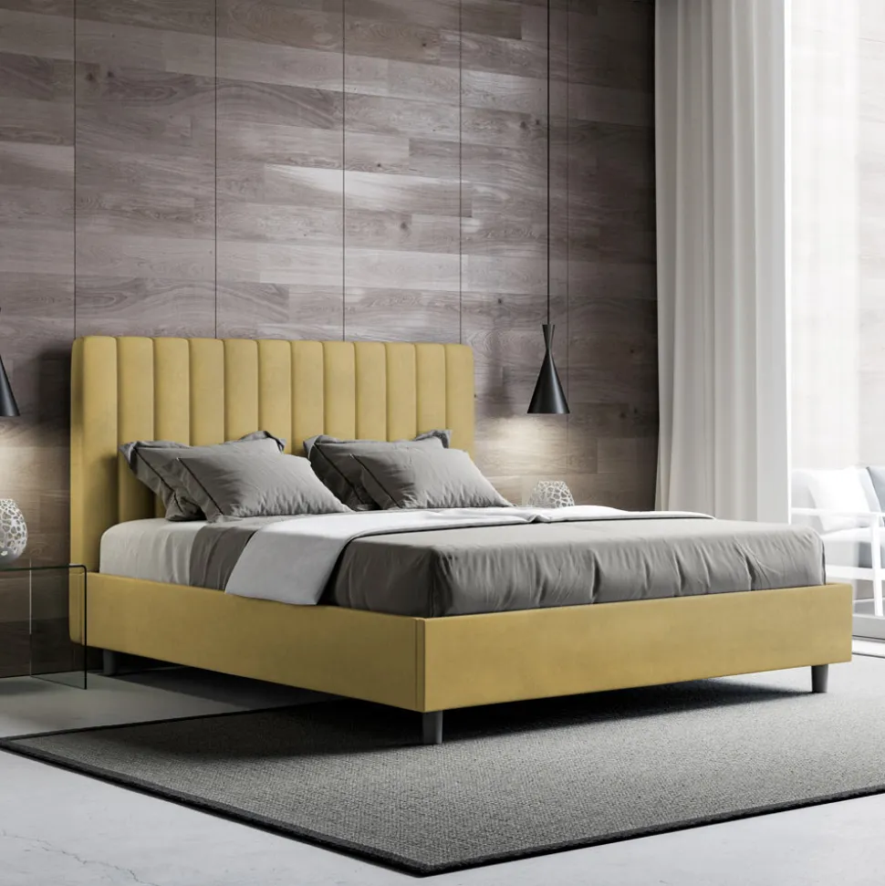 Letto 160x200 cm Microfibra con Linee Verticali Simmetriche Made in Italy - Guanto