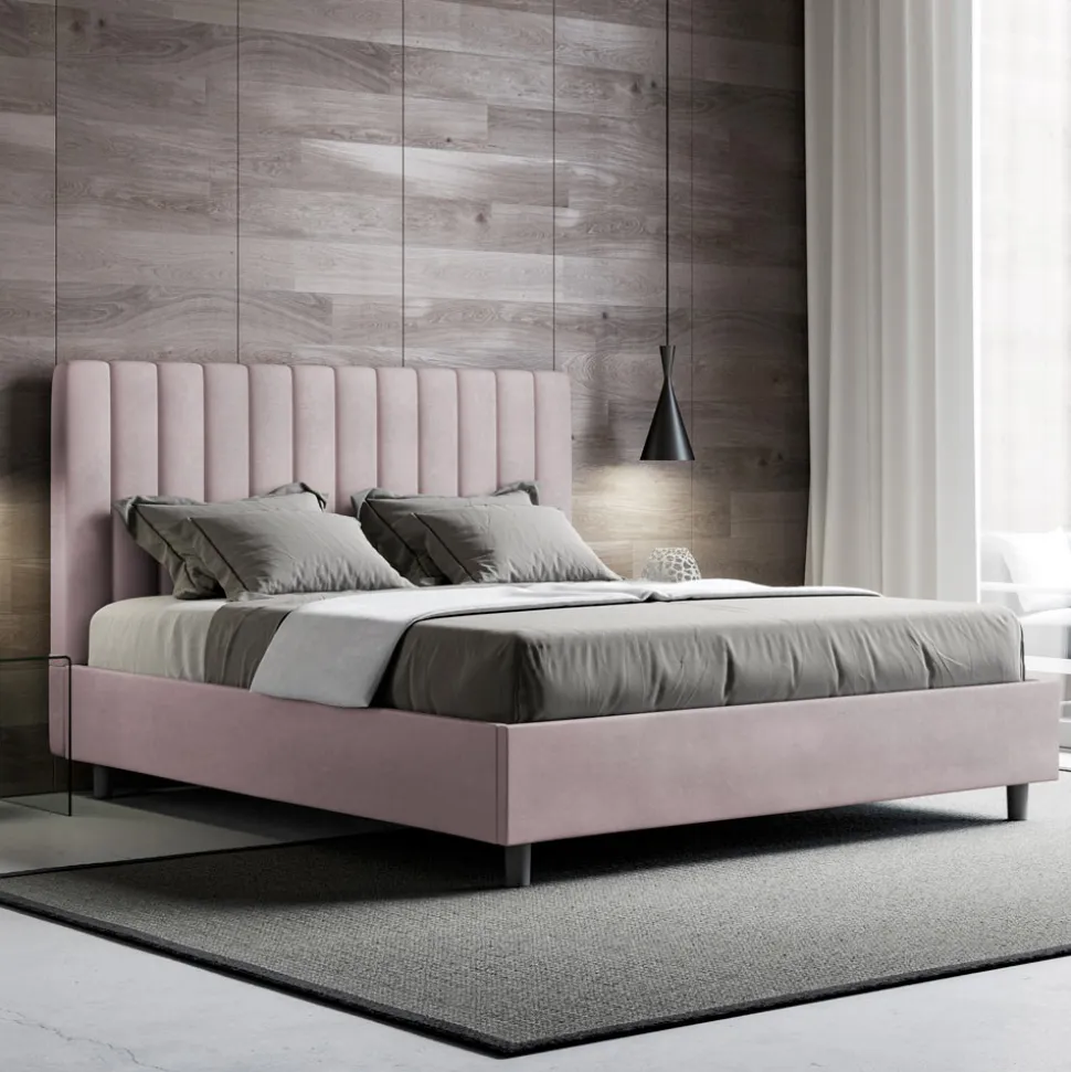 Letto 160x200 cm Microfibra con Linee Verticali Simmetriche Made in Italy - Guanto