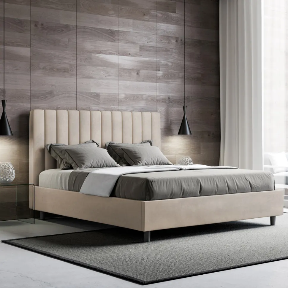 Letto 160x200 cm Microfibra con Linee Verticali Simmetriche Made in Italy - Guanto