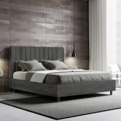 Letto 160x200 cm Microfibra con Linee Verticali Simmetriche Made in Italy - Guanto