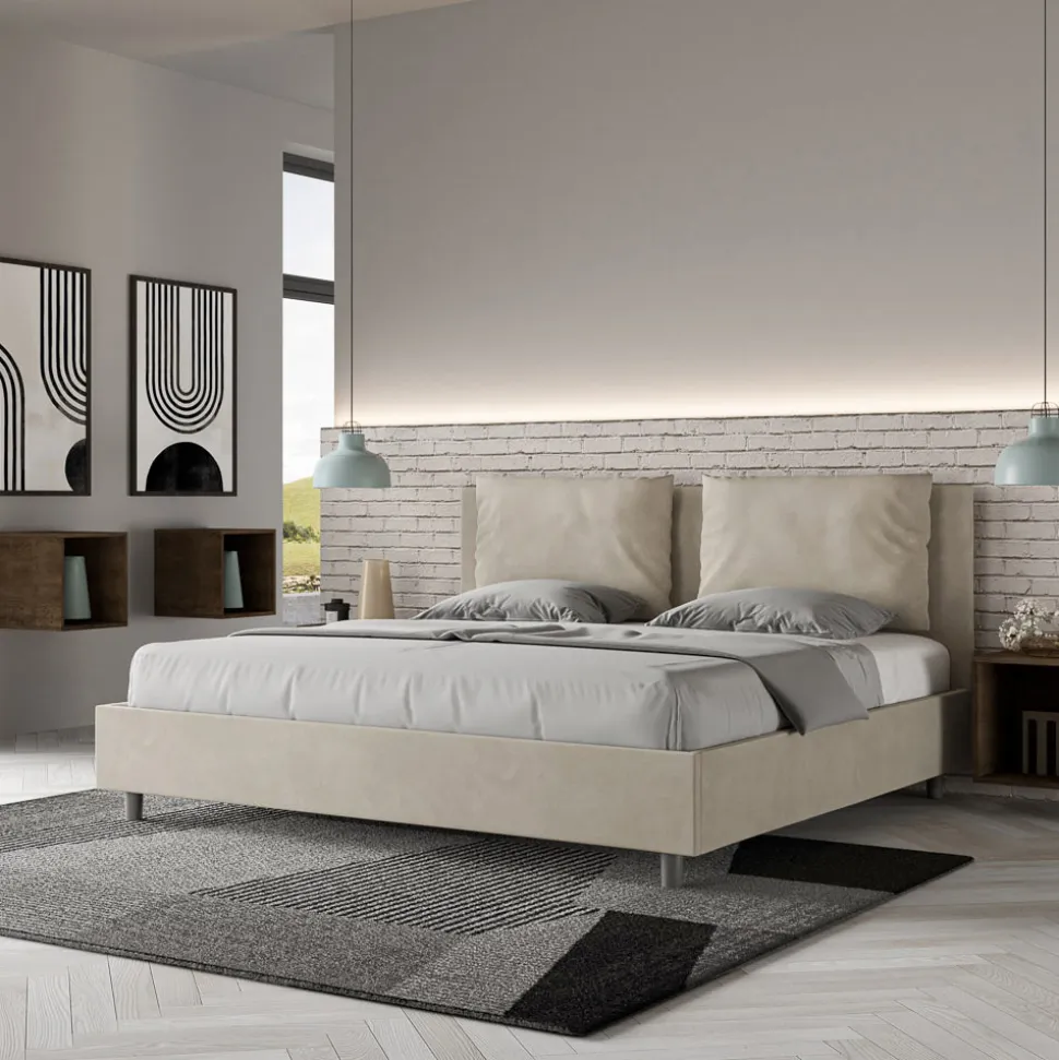 Letto 200x200 cm Testata con Cuscinatura in Microfibra Made in Italy - Olimpiadi