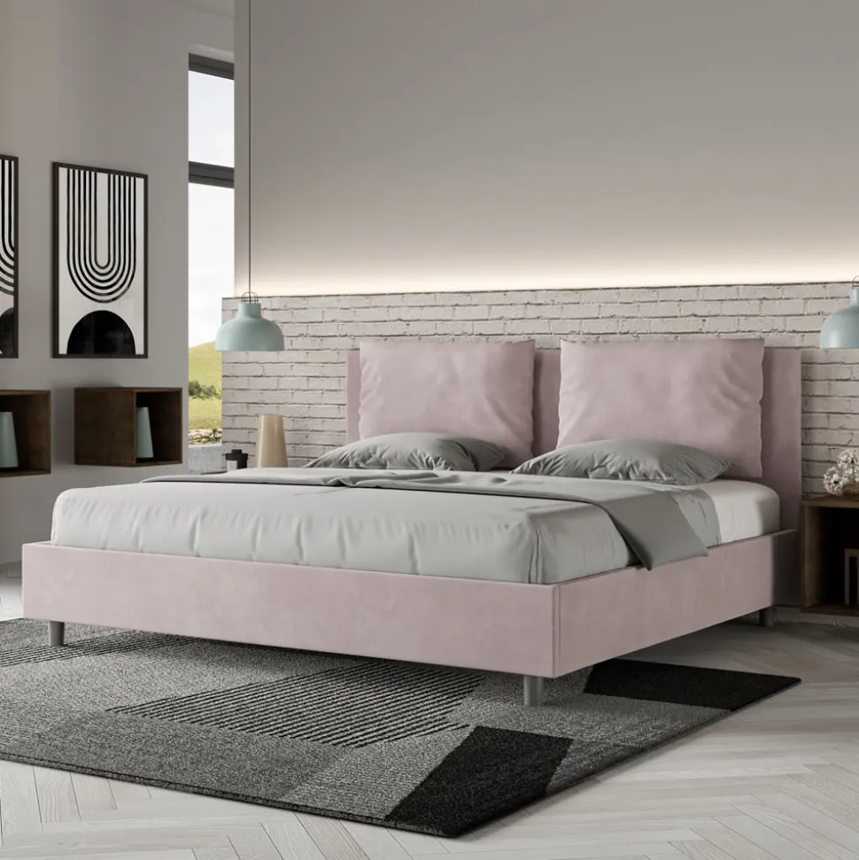 Letto 200x200 cm Testata con Cuscinatura in Microfibra Made in Italy - Olimpiadi