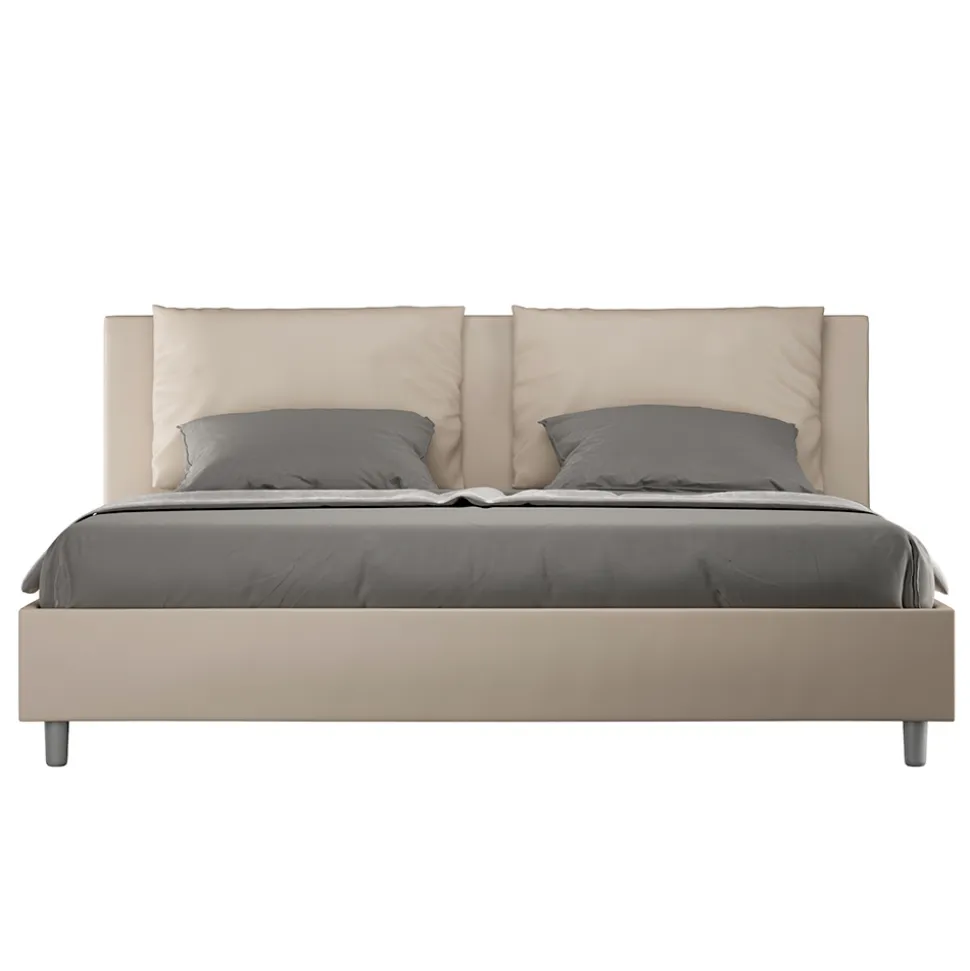 Letto 200x200 cm Testata con Cuscinatura in Similpelle Made in Italy - Olimpiadi