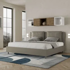 Letto 200x200 cm Testata con Cuscinatura in Similpelle Made in Italy - Olimpiadi