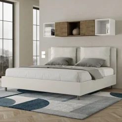 Letto 200x200 cm Testata con Cuscinatura in Similpelle Made in Italy - Olimpiadi