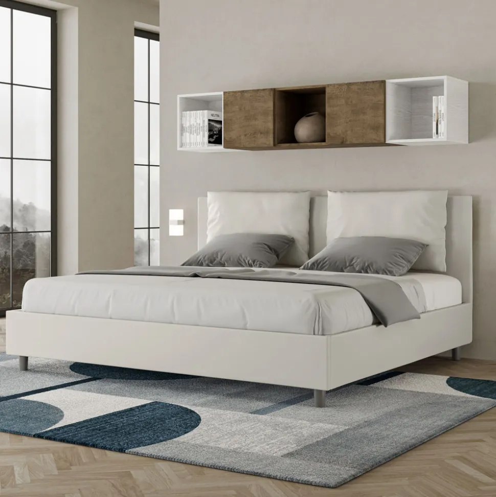 Letto 200x200 cm Testata con Cuscinatura in Similpelle Made in Italy - Olimpiadi