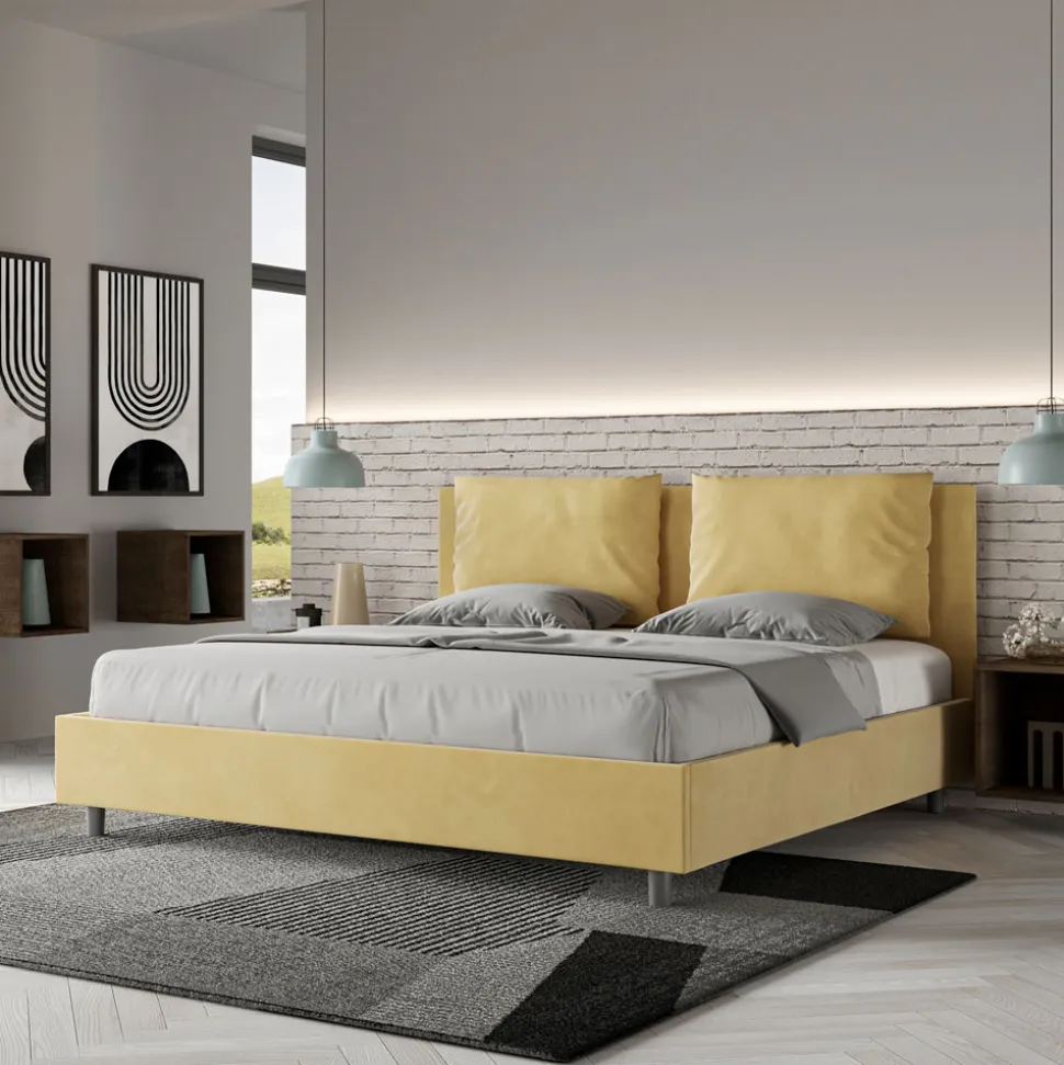 Letto 190x200 cm Testata con Cuscinatura in Microfibra Made in Italy - Olimpiadi