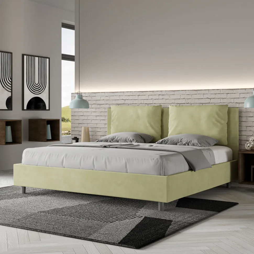 Letto 180x200 cm Testata con Cuscinatura in Microfibra Made in Italy - Olimpiadi
