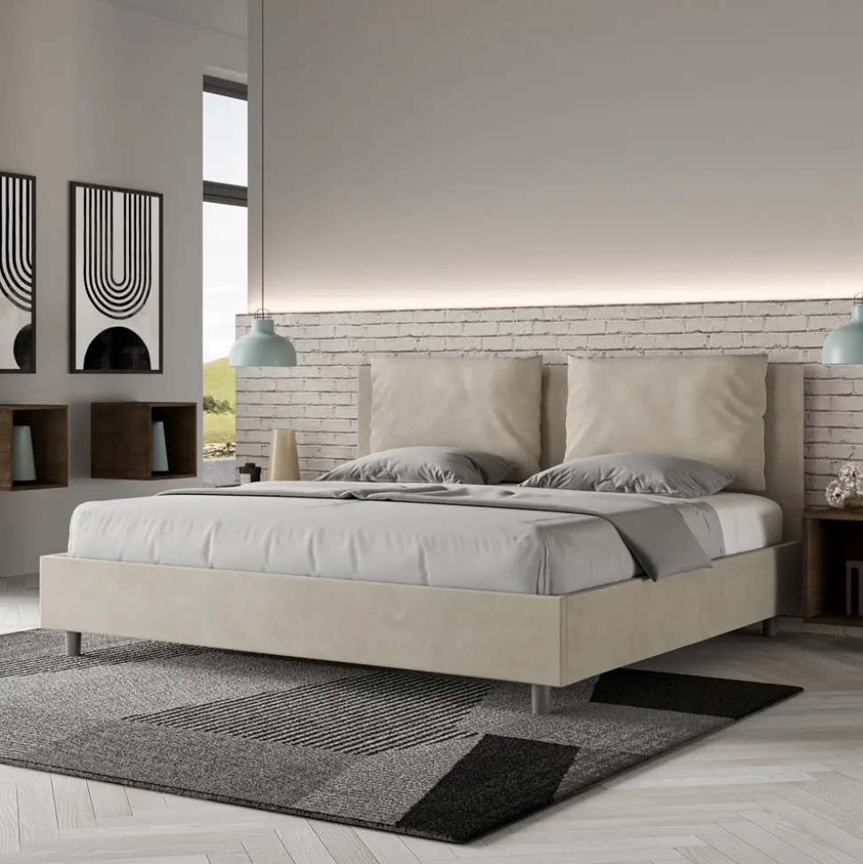 Letto 180x200 cm Testata con Cuscinatura in Microfibra Made in Italy - Olimpiadi