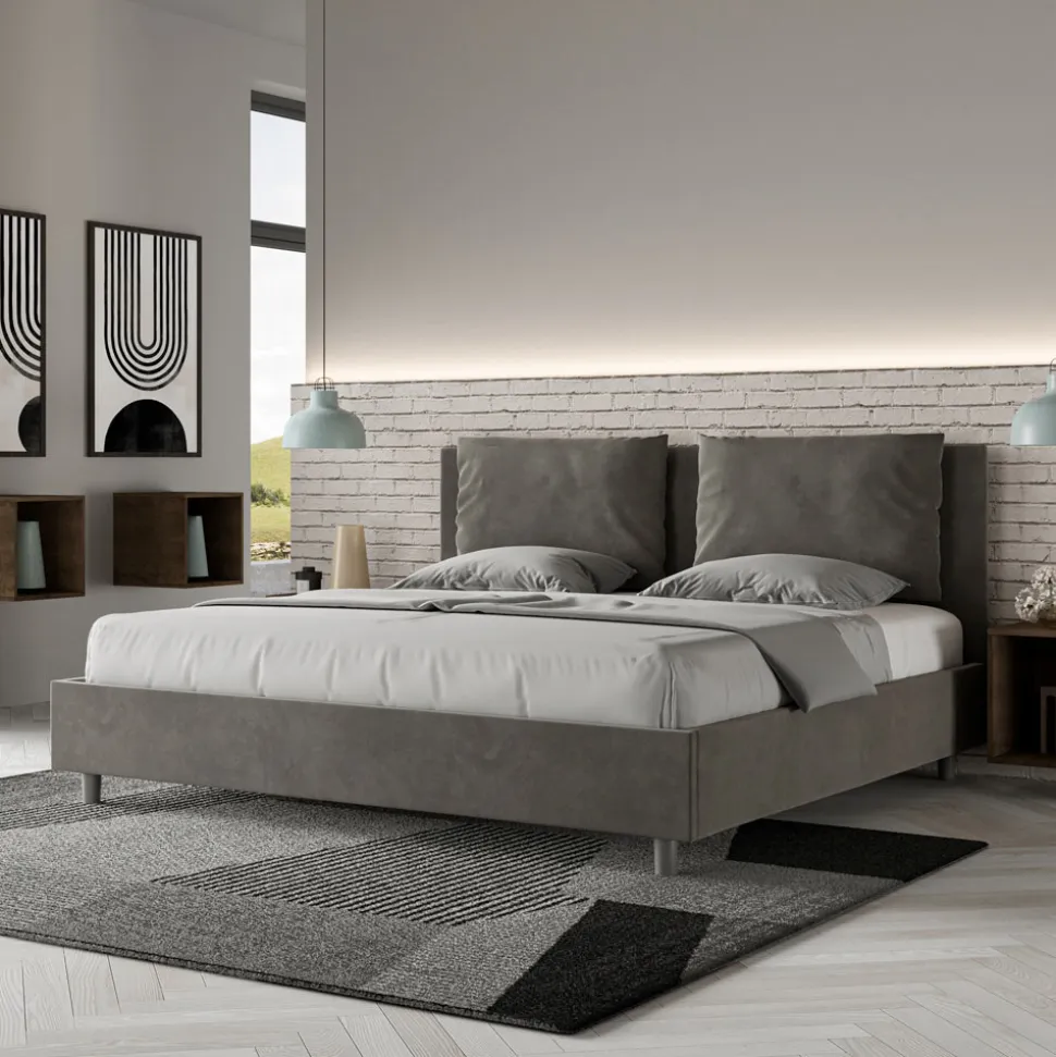 Letto 180x200 cm Testata con Cuscinatura in Microfibra Made in Italy - Olimpiadi