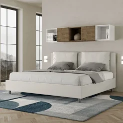 Letto 180x200 cm Testata con Cuscinatura in Similpelle Made in Italy - Olimpiadi