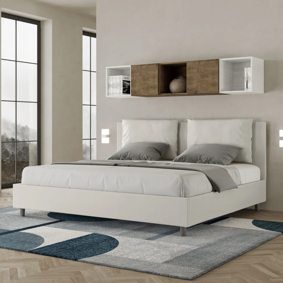 Letto 180x200 cm Testata con Cuscinatura in Similpelle Made in Italy - Olimpiadi