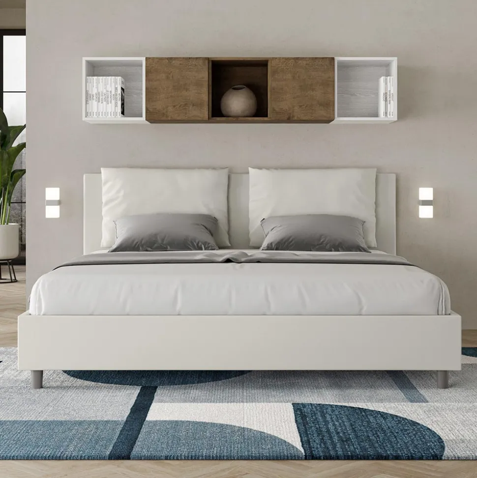 Letto 180x200 cm Testata con Cuscinatura in Similpelle Made in Italy - Olimpiadi
