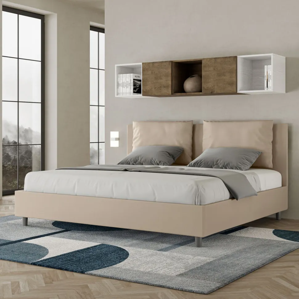 Letto 180x200 cm Testata con Cuscinatura in Similpelle Made in Italy - Olimpiadi