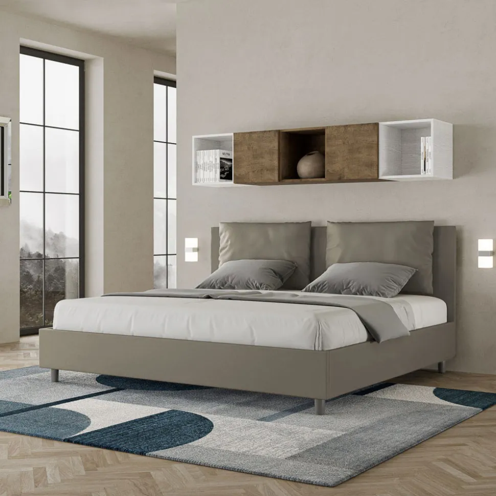Letto 180x200 cm Testata con Cuscinatura in Similpelle Made in Italy - Olimpiadi