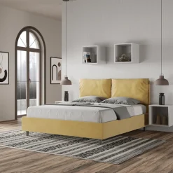 Letto 160x200 cm Testata con Cuscinatura in Microfibra Made in Italy - Olimpiadi