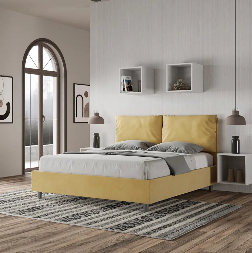 Letto 160x200 cm Testata con Cuscinatura in Microfibra Made in Italy - Olimpiadi
