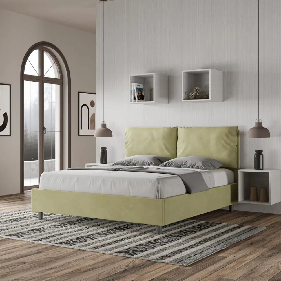 Letto 160x200 cm Testata con Cuscinatura in Microfibra Made in Italy - Olimpiadi
