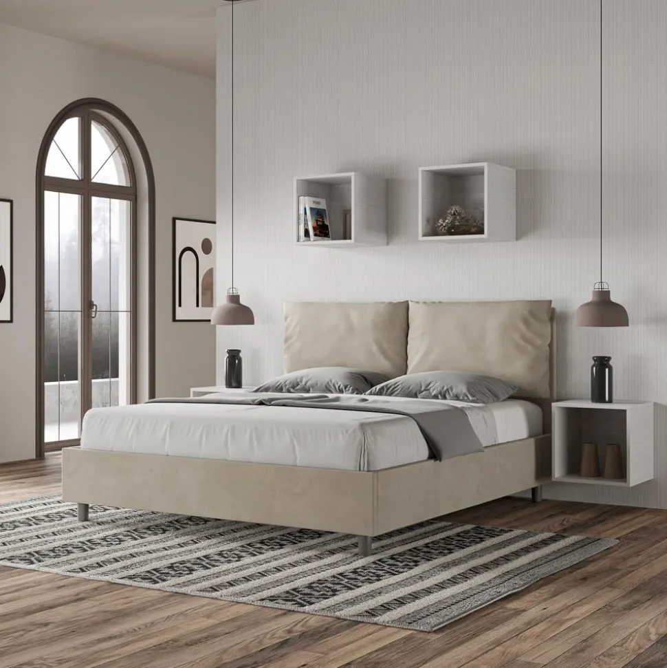 Letto 160x200 cm Testata con Cuscinatura in Microfibra Made in Italy - Olimpiadi
