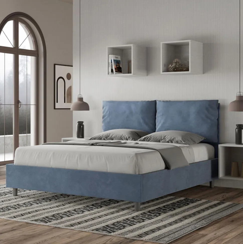 Letto 160x200 cm Testata con Cuscinatura in Microfibra Made in Italy - Olimpiadi