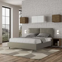Letto 160x200 cm Testata con Cuscinatura in Similpelle Made in Italy - Olimpiadi