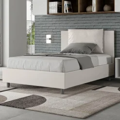 Letto 120x200 cm Testata con Cuscinatura in Similpelle Made in Italy - Olimpiadi