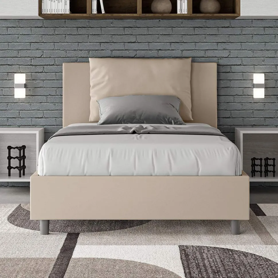 Letto 120x200 cm Testata con Cuscinatura in Similpelle Made in Italy - Olimpiadi