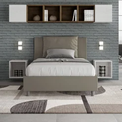 Letto 120x200 cm Testata con Cuscinatura in Similpelle Made in Italy - Olimpiadi