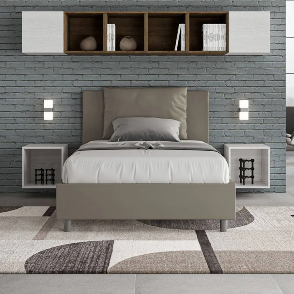 Letto 120x200 cm Testata con Cuscinatura in Similpelle Made in Italy - Olimpiadi