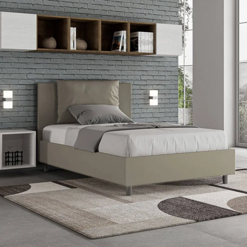 Letto 120x200 cm Testata con Cuscinatura in Similpelle Made in Italy - Olimpiadi