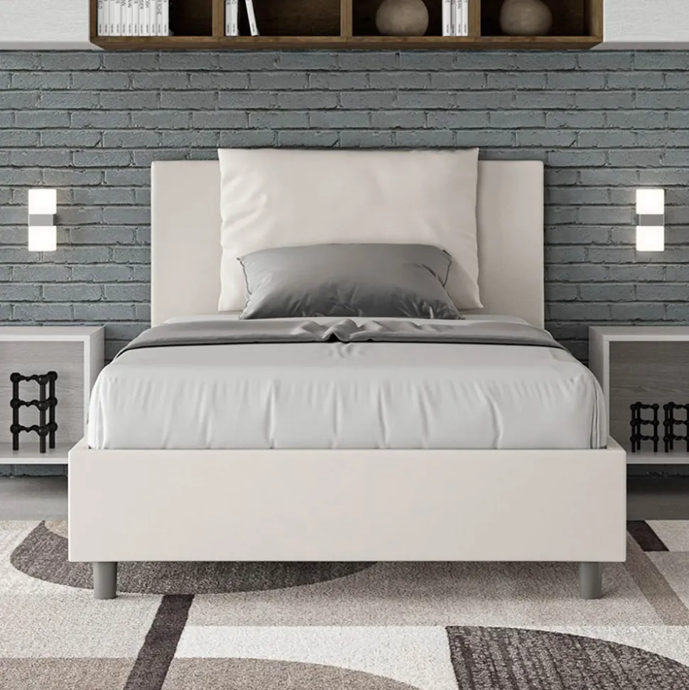 Letto 120x200 cm Testata con Cuscinatura in Similpelle Made in Italy - Olimpiadi