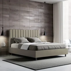 Letto 160x200 cm Testata con Linee Verticali Simmetriche Made in Italy - Guanto