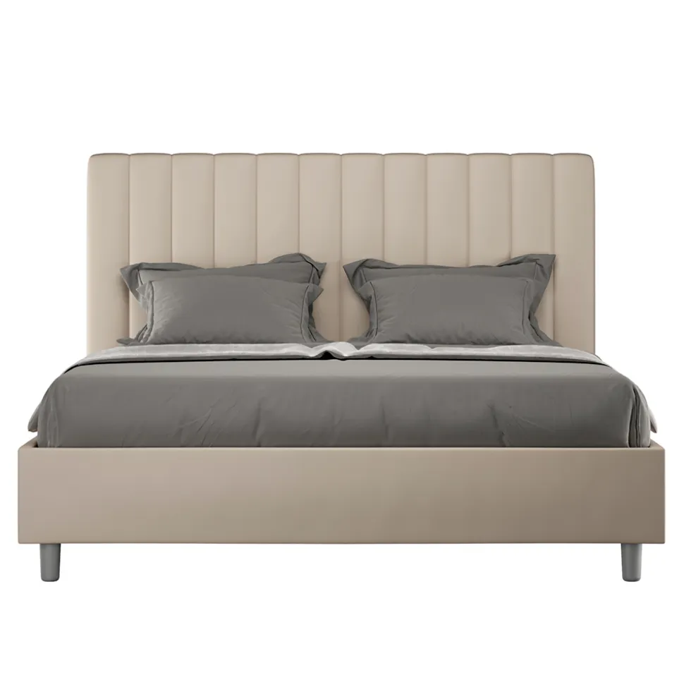 Letto 160x200 cm Testata con Linee Verticali Simmetriche Made in Italy - Guanto
