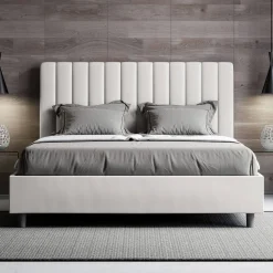 Letto 160x200 cm Testata con Linee Verticali Simmetriche Made in Italy - Guanto