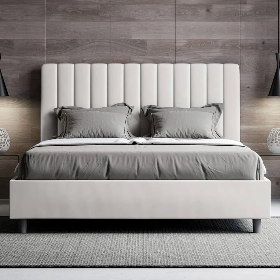 Letto 160x200 cm Testata con Linee Verticali Simmetriche Made in Italy - Guanto