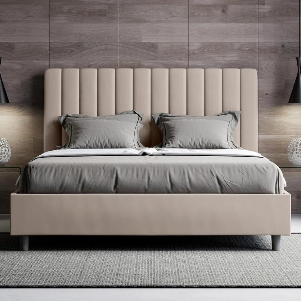 Letto 160x200 cm Testata con Linee Verticali Simmetriche Made in Italy - Guanto