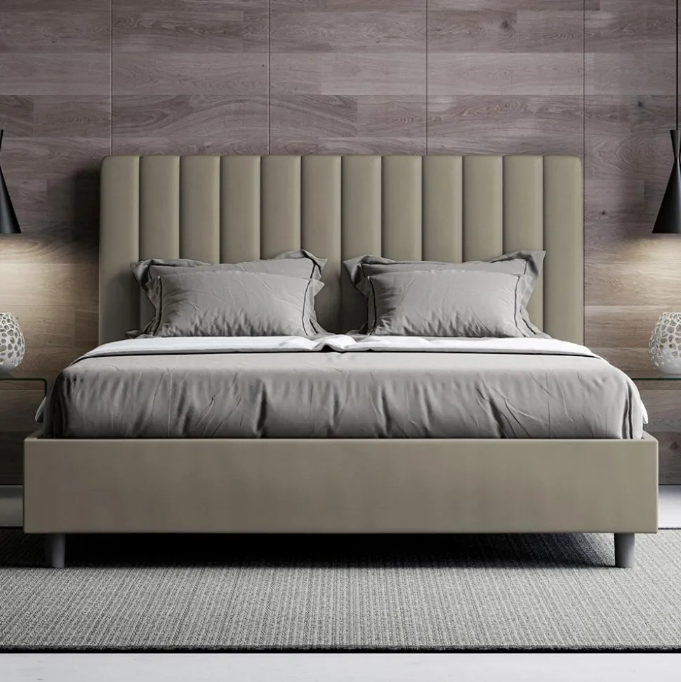 Letto 160x200 cm Testata con Linee Verticali Simmetriche Made in Italy - Guanto