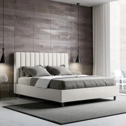 Letto 160x200 cm Testata con Linee Verticali Simmetriche Made in Italy - Guanto