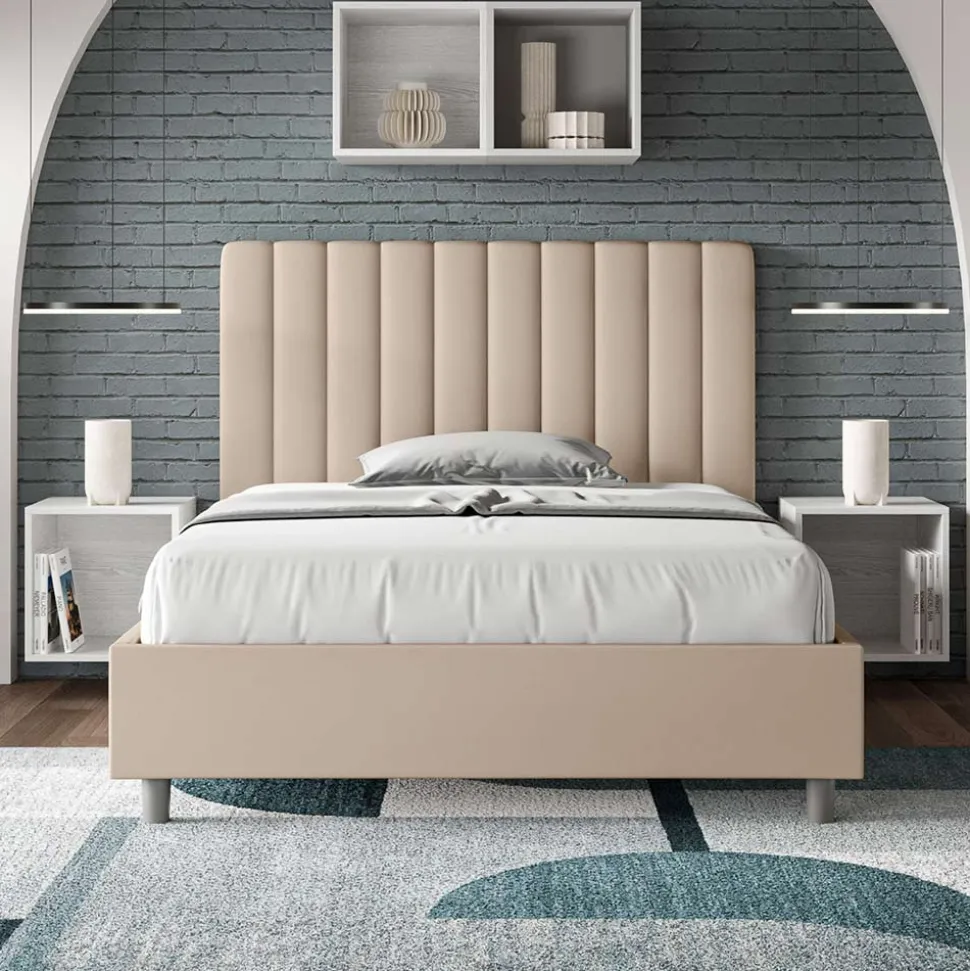 Letto 120x200 cm Testata con Linee Verticali Simmetriche Made in Italy - Guanto