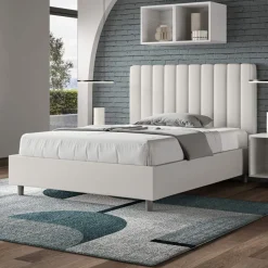 Letto 120x200 cm Testata con Linee Verticali Simmetriche Made in Italy - Guanto