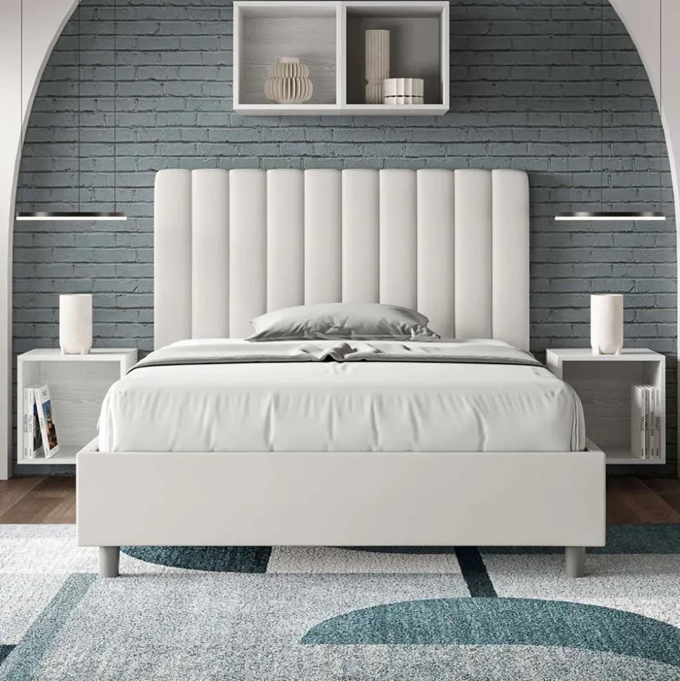 Letto 120x200 cm Testata con Linee Verticali Simmetriche Made in Italy - Guanto