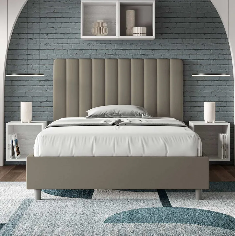 Letto 120x200 cm Testata con Linee Verticali Simmetriche Made in Italy - Guanto